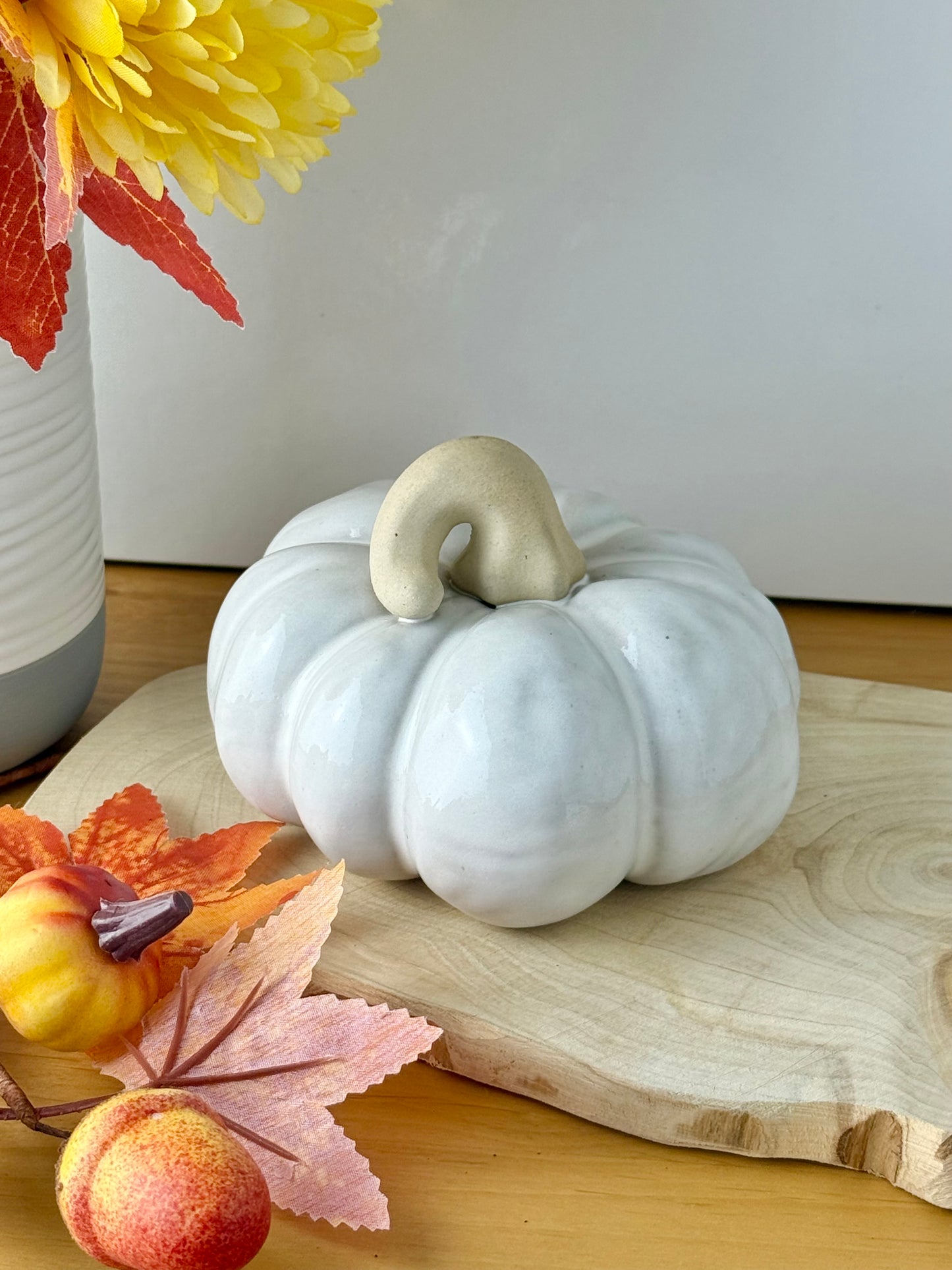 White ceramic glazed pumpkin - 2 sizes