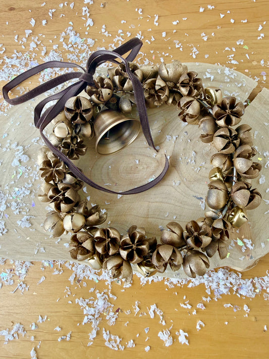 Cross Fruit & Gold Bell Wreath hanging decoration