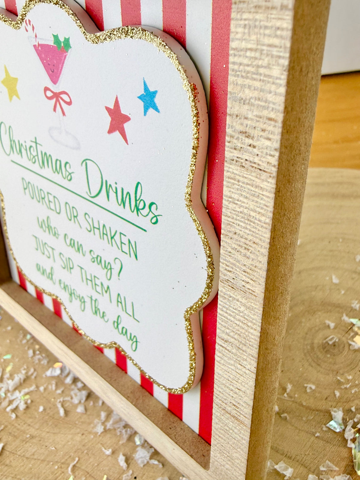 Festive Fun red & white novelty wooden easel signs