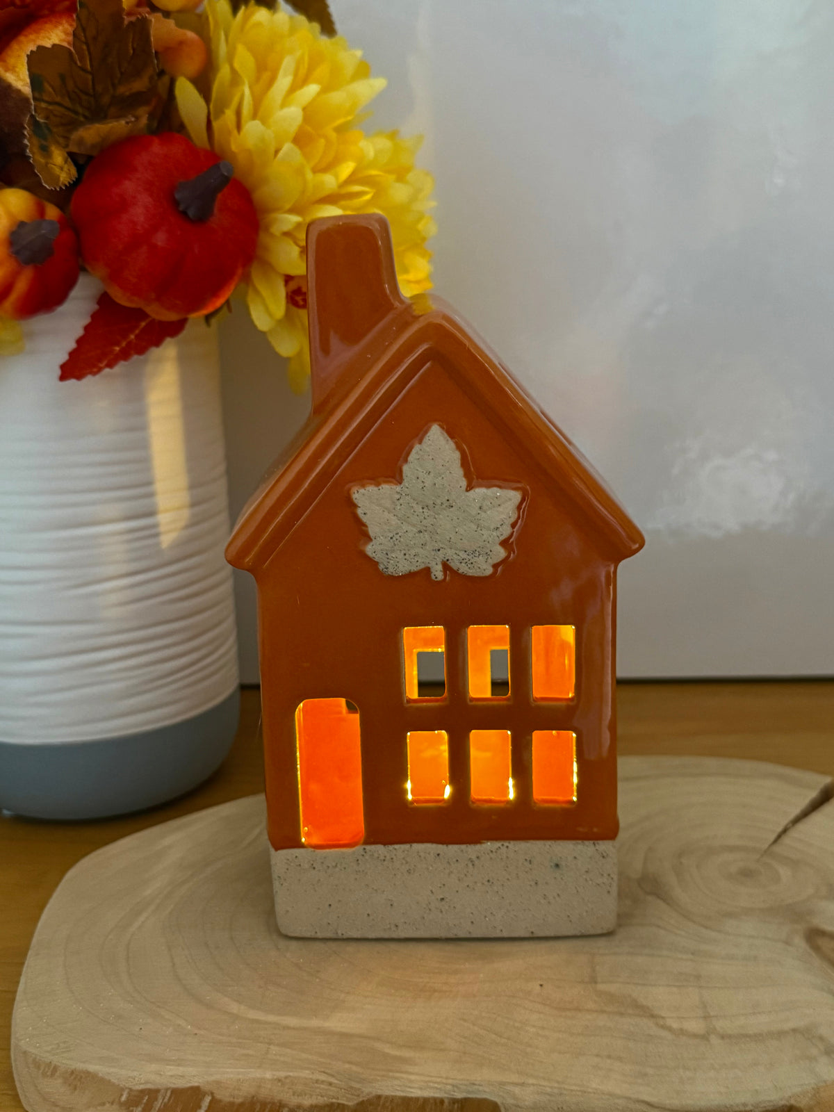Light Up Orange Autumn ceramic houses - 2 designs