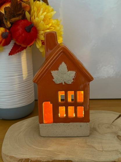 Light Up Orange Autumn ceramic houses - 2 designs