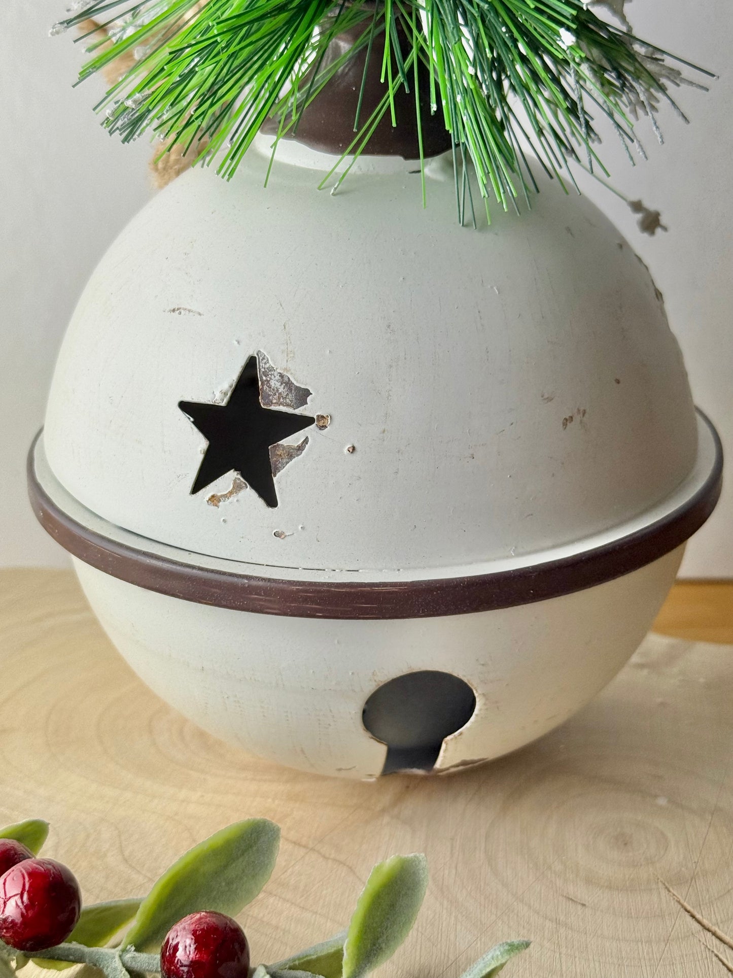 Rustic Metal White Christmas Bell