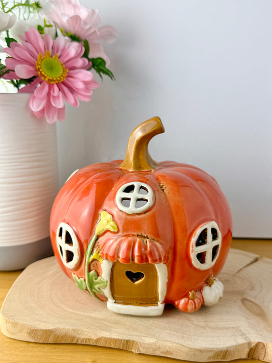 Village Pottery Orange ceramic Pumpkin House