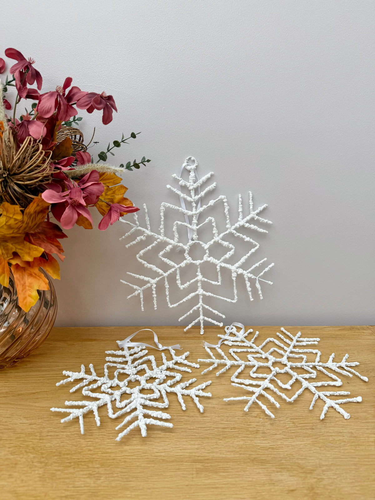 White hanging Christmas Snowflakes - 3 sizes