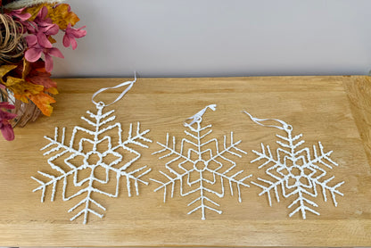 White hanging Christmas Snowflakes - 3 sizes