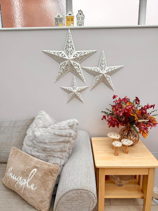 White Metal cut out stars - Set of 3