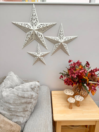 White Metal cut out stars - Set of 3