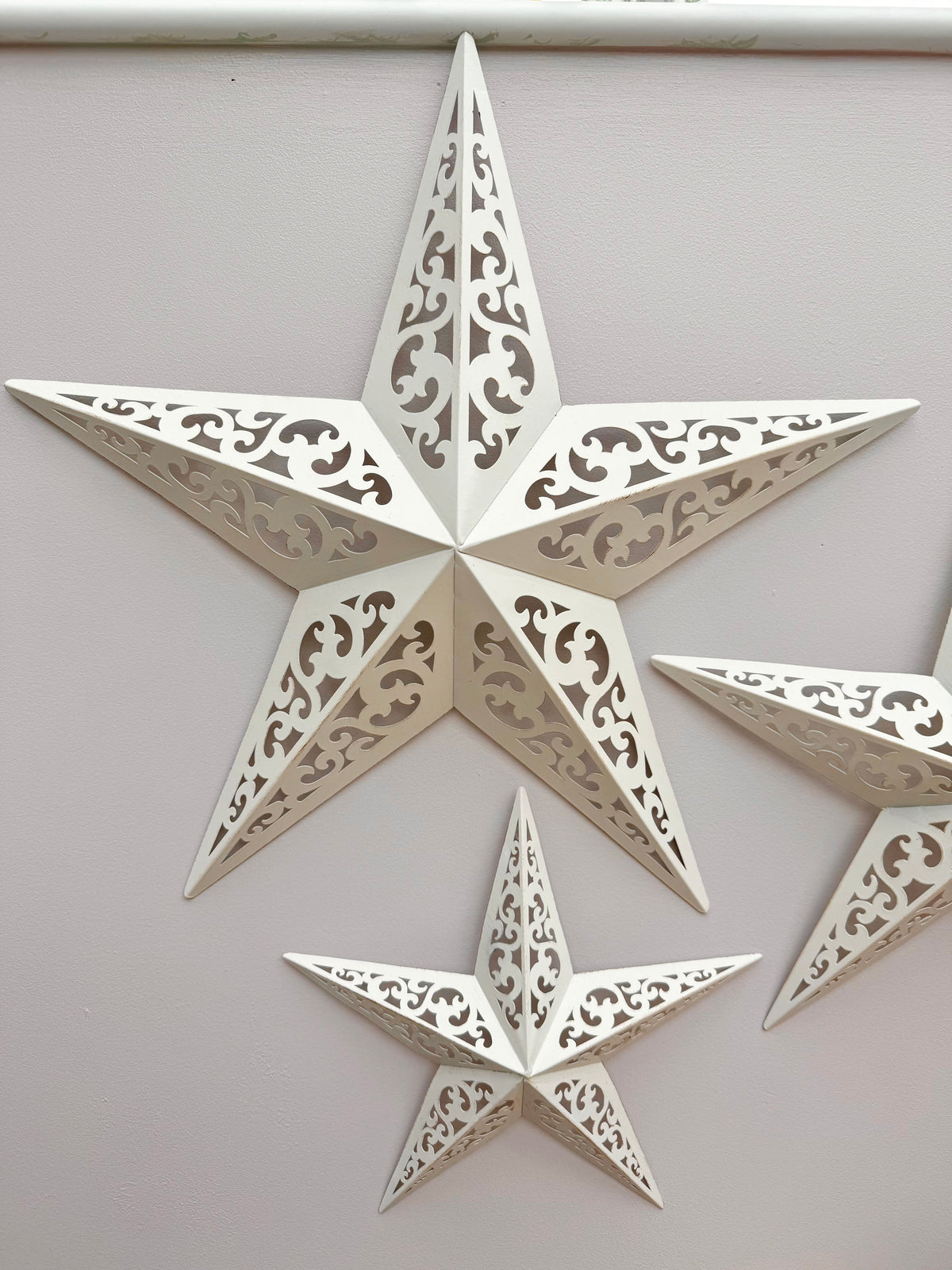 White Metal cut out stars - Set of 3