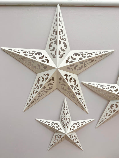 White Metal cut out stars - Set of 3