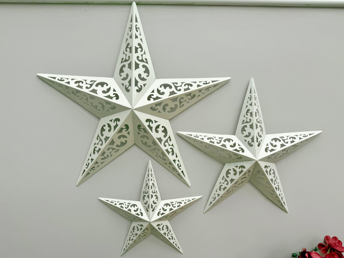 White Metal cut out stars - Set of 3