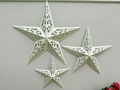 White Metal cut out stars - Set of 3