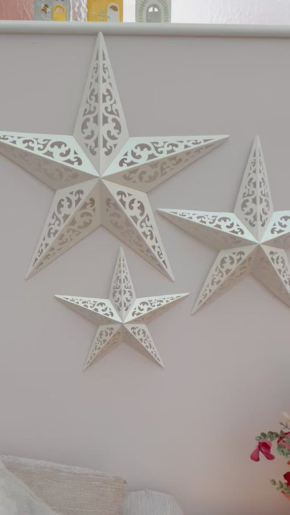 White Metal cut out stars - Set of 3